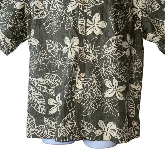 Cooke Street Honolulu Hawaiian Button Up Shirts Men's Size L Green Floral - Picture 3 of 10